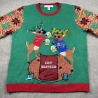 Ugly Christmas Sweater Get Blitzed Funny Reindeer Holiday Beer Drinking Mens L