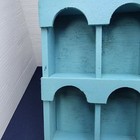 Vintage Look Blue Wooden Shadow Box Display Shelf Arched Cubbies 12 25 x12 25 