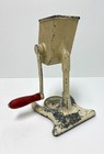 Old Vintage Table Top Meat Grinder  metal W  Red Wooden Handle 