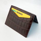 Real Crocodile Brown Mini Leather Bifold Wallet Slim Bifold Wallet Rfid Blocking