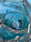 Japanese Glass Fishing Float Buoy 14  Blue Large Ball With Rope Net Vintagestyle