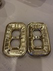 Two 1968 American Tack And Hardware Co Metal Brass Look Double Outlook Covers