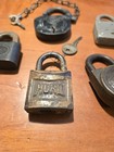 Antique Lot Of 5 Padlocks  Hurd  w key   Masterlock  Surlock  Slaymaker  Corbin 