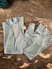 Imoni Lambskin Leather Cashmere Teal Blue Fingerless Gloves Sz M  gloves Only 