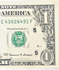  1 Dollar Bill 1999 Federal Reserve Note Double  5  Ink Error W Correct One Also