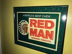 Red Man Chewing Tobacco Collectible Framed Sign Vintage-like Man Cave Shop Gift