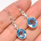 Natural Aquamarine Gemstone Drop dangle Ethnic Aqua Earrings 925 Sterling Silver
