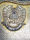 Vtg Masonic Belt Buckle Scottish Rite 32nd Degree Eagle  turquoise Colored Stone