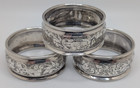 Set Of 3 Antique English Sterling Silver Numbered Napkin Rings  Dated 1901  27g