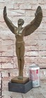Signed Bronze Sculpture Winged Man Nude Icarus  rising Sun  Classic Artwork Nr