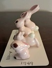 Early Hagen Renaker Rabbit Family  Ears Together  Pink 