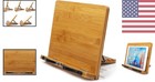 Adjustable Bamboo Book Stand For Cookbooks  Textbooks   Reading - Portable      