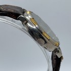 Fossil Womens Watch Day Date Vintage 33mm Two Tone Case Brown Band Ec-6836