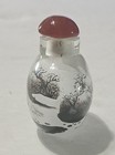 Vintage Reverse Painted Art Glass Snow Mountains Snuff Bottle Perfume
