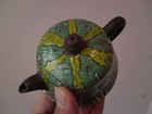 Small Yixing Famille-rose Enameled Teapot Cabbage Leaf Butterfly Pattern - A f