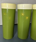 Vtg Mcm Starburst Atomic Star Plastic Hi-kool Tumbler Cup Glass Insulated Set 4