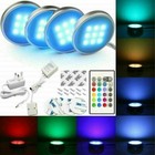 4pcs Led Under Cabinet Lights Closet Puck Rgb Multi Colored Shelf Lighting Kit
