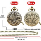 Vintage Bronze Dragon Pocket Watch Necklace Steampunk Quartz Pendant Clock For M