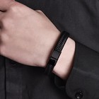 Men S Leather Bracelet Braided Magnetic Clasp Vintage Fashion Jewelry Black 22cm