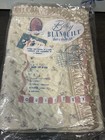 Vtg Quiltex Blue Acrylic Baby Blanket Quilt Blanquilt Satin Ruffled Trim Mcm Nib