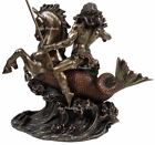 Poseidon On Hippocampus Horse Greek Mythology God Of Sea Statue Bronze Color