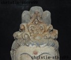 8 china Buddhism Temple Old Wood Hand-carved Kwan-yin Guanyin Buddha Head Statue
