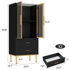 Freestanding Kitchen Pantry Storage Cabinet With Glass Door 2 Drawers Shelves