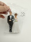 Vintage 3 5 Inch Plastic Wedding Cake Topper Bride Groom Brown Hair New Sealed