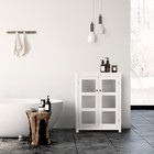 Bathroom Cabinet Freestanding 2 Glass Doors Storage Kitchen White