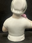Rare Antique Porcelain Child W Ice Cream Pin Cushion Half Doll Marked Germany
