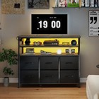 Led Tv Stand With 6 Fabric Drawers Power Outlets Usb Ports Adjustable Led Lights