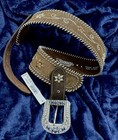 Nocona Women Western Brown Belt  Studded Silver Buckle  Size M  2x1 2    Wide