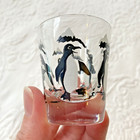 Vintage Federal Glass Shot Glasses Mcm Penguin Pete Set 4 Holiday Barware Decor