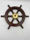 New Designer 12 Inch Wooden Nautical Brass Ship Wheel - Antique Home Handmade