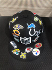 New Nfl Teams Patch Logos All-over Black Fitted Hat 59flfty Era Baseball Cap
