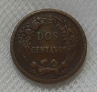 1864 Peru 2 Centavos Coin High Grade