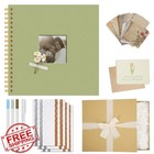 Vienrose Linen Album Gift Set Light Green 10x10  40 Pages
