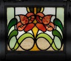Abstract Floral Old English Leaded Stained Glass Window 19 3 4 x 17 
