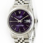 Vintage Rolex Oyster Perpetual Date Purple Dial 34mm Men Steel Watch Ref 1500
