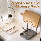 Kitchen Pot Lid Storage Rack  Double-layer Pot Lid Organizer With Removable D   