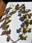 Vintage Mcm Regency Style Gold-tone Metal Ivy Leaf Wall Decor Pair