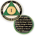 1 Year Aa Medallion Coin - Alcoholics Anonymous Chip - Green White Black Token