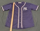 Youth  10 12  New York Yankees Navy Short Sleeve Button Up Jersey  Mlb Baseball
