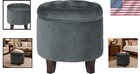 Dark Gray Velvet Tufted Ottoman With Storage