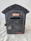 Vintage Toraya Black Cast Iron Post Box W Red Reflectors Antique Mail Box