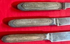 3 Vtg Queen Steel Fixed Blade Knifes Full Tang 2 Pins Wood Or Bone Handles