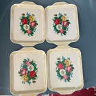 Vintage Small Rose Metal Trays  Trays Set Of 4  Cream  mint Green