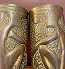 2 Wwi 75mm Brass Shell French Trench Art Deco Vases 13 5  Decor Flapper Girls