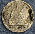 1854 Arrows Seated Quarter Love Token - Nearly Uncirculated Obverse - Rare Find