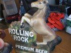 3 Different Vintage Rolling Rock Premium Beer Statues   Barback Displays